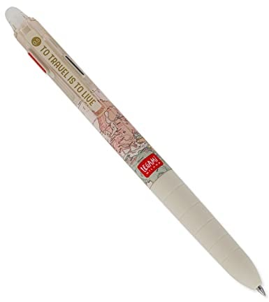 Legami - 3-Farbiger Radierbarer Gelschreiber, Wiederaufladbar, Ergonomischer Griff, ⌀ 0,5 mm Spitze, Reisemotiv