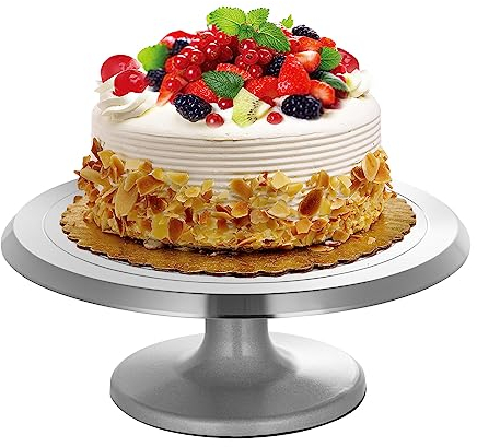 Holdfiturn Cake Turntable 12 Inch Cake Stand Turntable Cake Decorating Aluminium Alloy Cake Decorating Turntable Aluminium Alloy Rotating Cake Stand for Cake Decoration