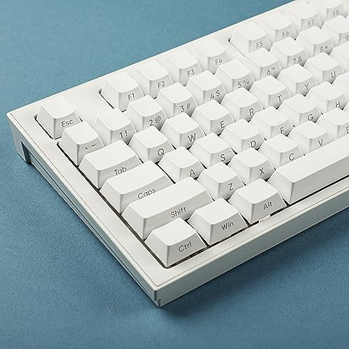 YMDK 134 Cherry Profile White PBT Double Shot Side-lit Shine Through Translucent Backlit Keycap Set for 108/104/96/87/84/68/61 MX Mechanical Keyboard