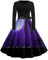Halloween Kostüm Damen, Langarm Kleider Damen Halloween Kotüm Knielang Partykleid Festlich Kostüm Schwarzes Kleid Fledermaus Langes Kostüme Frauen Sexy Eng Festliche Kleider Für (Violett,M)