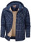 Mr.Stream Homme Casual Manches Longues à Carreaux Flanelle Bouton fourrée Chaud Chemise Sherp Veste Hoody 3252/Dark Blue M