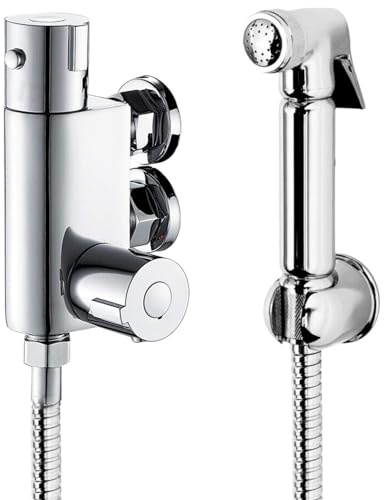 Eludora™ Chrome Thermostatic Heavy Duty Douche Valve Muslim Shower and Toilet Spray Brass Bathroom Round
