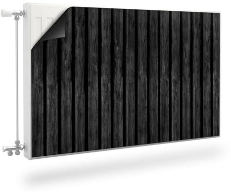 Muralo Heizkörperverkleidung Schwarz Holzlamellen - 80x60 cm
