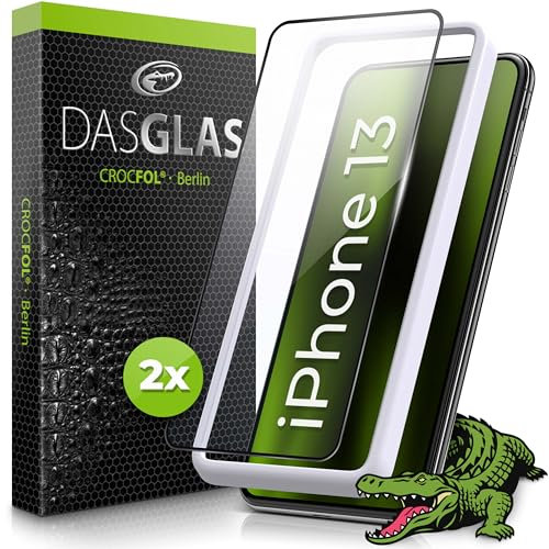 Crocfol für iPhone 13/13 Pro - 2 x DASGLAS - doppelt gehärtetes Panzerglas - 3D Schutzglas - einfachste Installation (iPhone 13/13 Pro)