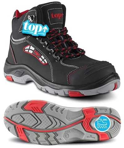 TOP BROOKLYN Arbeitsschuhe Herren S3 Gr. 44 [S3 SRC rutschfest] - Für Handwerker Lager - [EN ISO 20345:2011] - Sicherheitsschuhe Herren S3 Arbeitsstiefel mit Kevlar-Außensohle Schwarz - Größe wählen