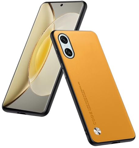 HULLIN Custodia Compatibile Con Smartphone, Compatible with Sony Xperia 10 VI (Sixth Generation) (6.1), Cover Protettiva Pelle PU - Giallo
