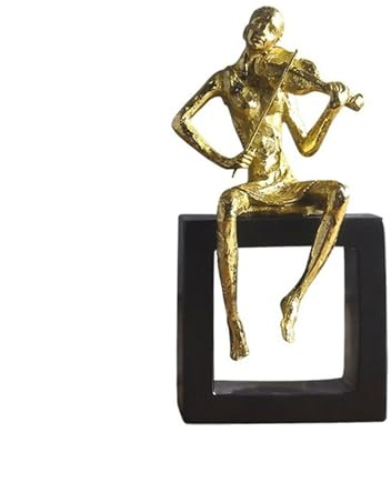CALQYSH Dekor-Statue Vintage-Musikfiguren, Kunsthandwerk, Ornamente, Heimdekoration, kreativ, Spielen der Geige, Modellierung, Kunstharz Schreibtisch-Skulptur Tischdekoration