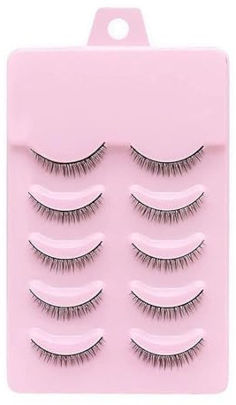 5Pcs False Eyelashes 8mm Short Fake Mink Lashes Enlarge Eyes Natural Perfect Fitting Artificial Fiber Extensions Eye Lashes Fake Lashes, Women's Make Up Tools False Eyelashes and Adhesives
