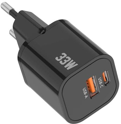 OUFUYU Chargeur iPhone USB-C (33 W), Chargeur Rapide à 2 Ports USB A et USB C, Compact, pour iPhone 15/14/13 Pro Max, Pixel, Galaxy, iPad/iPad Mini et Plus
