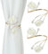 Vorhang-Raffhalter aus Metall, elegante weiße Rose und Perlen, Raffhalter für Vorhänge, goldene Vorhanghalter, Blume, kein Bohren, Boho-Vorhang-Raffhalter, für Heimdekoration, 2 Stück