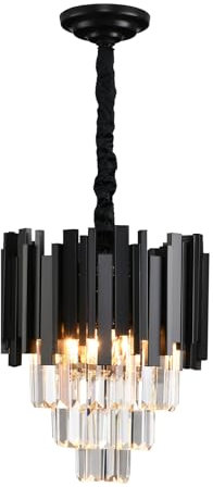 AHXIAOZN Modern Kronleuchter Kristall Leuchte,Kristall Deckenleuchte Schwarz,1xE14 Lichter für Esszimmer, Küche, Wohnzimmer, Schlafzimmer, Flur, Café,Bar