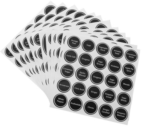 NUOBESTY 13blätter Tafelaufkleber Aus Pvc Für Gewürzgläser Runde Speisekammeraufkleber Waschbare Und Reibebeständige Etiketten Kreative Küchenorganisation Gemischter Stil