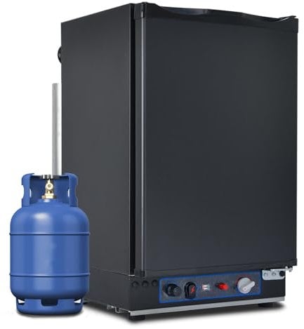 Techomey 3 Way Fridge Camping, Silent Gas Fridge with Reversible Door for Campervan, Motorhome, Caravan, RV, Home, Propane 12V 240V, Silent, 40L