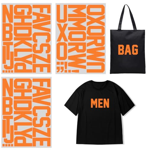 3 Inch Iron On Heat Transfer Letters Alphabets Fabric Vinyl DIY for Sport Jerseys T Shirts Clothes Slogan Printing Crafts Decoration (Orange)