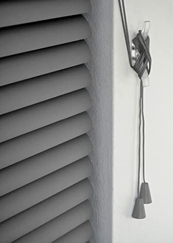 Easy Fit PVC Venetian Blinds - Trimmable for Large Windows, Adjustable Light Control, Multiple Sizes 150cm Drop - Twist Open & Close Shutters for Home (Grey, 45x150cm)