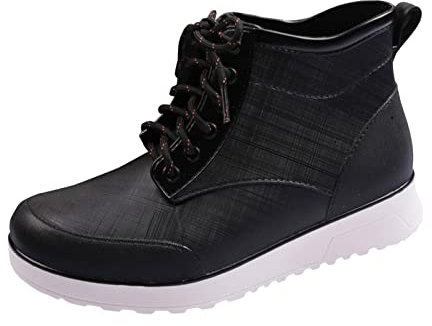 Scarpe Casual Traspirante Calzature Personalizzate Moda Tubo Corto Stivali Da Pioggia Versatile Stivali Da Pioggia Lucido Originale Alto, Nero , 40 EU