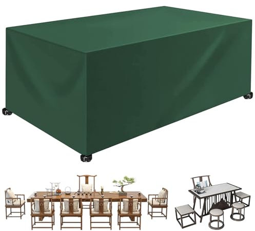 Housse de Protection Salon de Jardin 140 x 290 x 140 cm Imperméable, Résistance Au Vent, Anti-UV, Indéchirable, Housse Salon de Jardin Bache, pour Canapé,Chaise,Tables, Vert