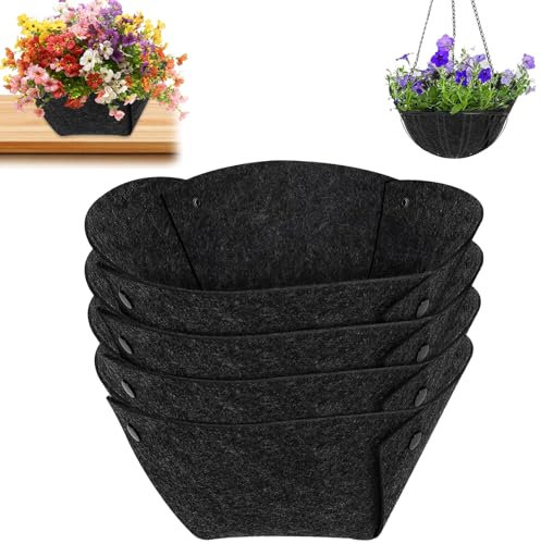 4PCS Hanging Basket Liners, 12Inch Round Capillary Matting Hanging Plant Wall Decoration for Indoor Outdoor Garden Flower Pot Window Box Planter Wall Planter Plant Basket Avoid Birds Nesting