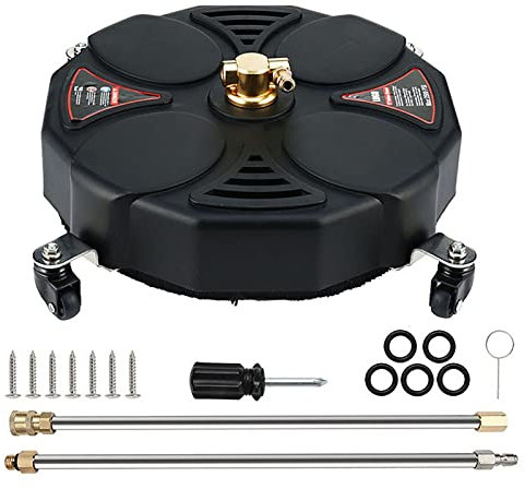 TRELVEX 2500 PSI Surface Cleaner, 13 Pressure Washer Attachment with Wheels, with 2 Power Washer ExWands and 2 Replacement Nozzles, for Decking, Brick, Stone