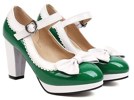 Mary Jane Schuhe Damen Schwarz mit Bogen Absatzschuhe Damenschuhe Chunky Elegant Halbschuhe Hohe Sommer Pumps Spangenpumps Bequem High Heels Shoes Trachtenschuhe für Frauen