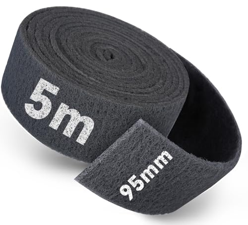 PMIQSA Tampons de Ponçage 5 m x 95 mm, Éponges Rouleau Abrasives en Non-Tissé de Grain 1000, idéale pour la peinture, le bois, le métal, l'acier inoxydable etc