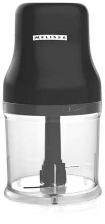 Melissa Mini Zerkleinerer - 200W Elektrisch - Schwarz - 0,5L Schüssel - Edelstahlklingen - Spülmaschinenfest - für Nüsse, Obst und Gemüse