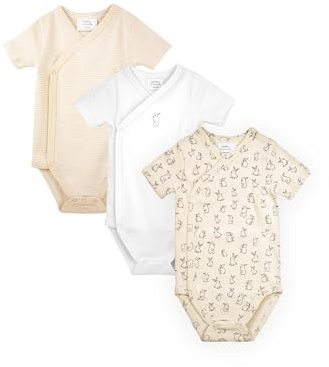Stellou & friends Baby Body, 100% Bio-Baumwoll Wickelbody 3er MultiSet, kuschelweiche und hochwertige Kinder Kleidung für Jungs und Mädchen, Langarm & Kurzarm-body, OEKO-TEX 100 Zertifiziert