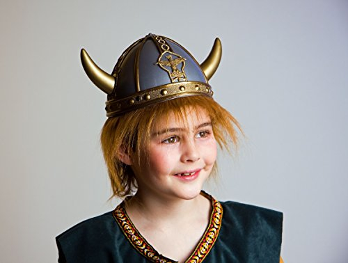 Festartikel Müller Wikinger-/Germanenhelm mit Hörnern und Plüschhaar für Kinder, Einheitsgröße, 708.827.00