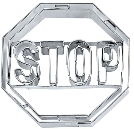 Städter 200418 Stoppschild Ausstechform, Edelstahl, silber, 5x5x2 cm