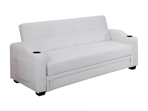 Vente-unique-Schlafsofa Klappsofa - Kunstleder - Weiß - Mirella