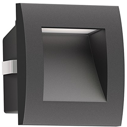 ledscom.de LED Wandeinbauleuchte ZIBAL, Downlight für außen, IP65, schwarz matt, 90 x 90mm, warmweiß, Treppenlicht, Wand LED, Treppenbeleuchtung, Wandeinbauleuchte, Wandeinbaulampe