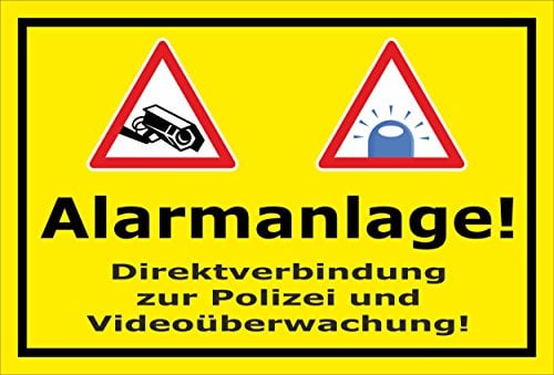 Melis-Folienwerkstatt Schild Alarmanlage Videoüberwachung – 15x10 cm – Aufkleber – mehrere Größen/Materialien