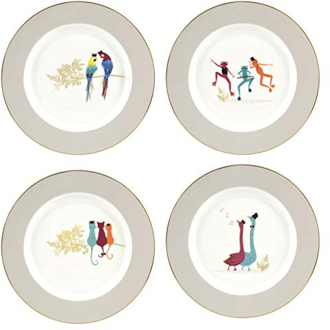 Portmeirion Home & Gifts SMPB78987-XG Cake Plates Range II S/4 Boxed Set, White/Gold