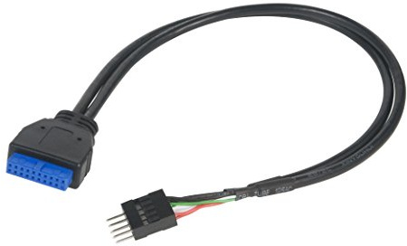 Akasa AK-CBUB36-30BK 30 cm USB 3.0 19-Pin Motherboard Female To 2.0 9-Pin Male Connector