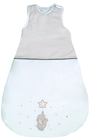 roba Schlafsack 90 cm Happyfant - Babyschlafsack ganzjährig für Sommer & Winter - Atmungsaktive Baumwolle - Elefanten Motiv - Weiß / Beige