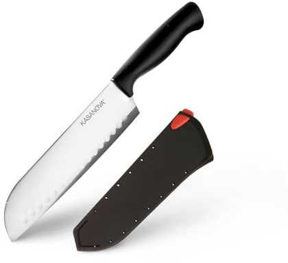 KASANOVA Coltello santoku con affilatore Sharpy nero Utensili e accessori