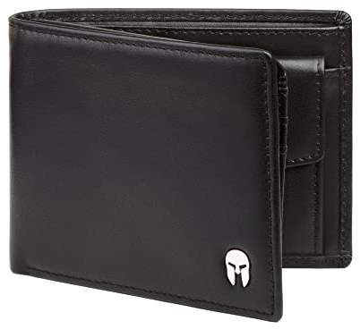 SPARTANO Portafoglio Uomo con Protezione RFID, 11 Slot per Carte Credito, 1 Tasca Portamonete, 2 Scomparti Banconote, 3 Tasche interne - ZEUS (Nero)