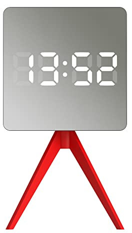Space Hotel London® The Droid LED Wecker – Futuristischer Alarm – 14,7 cm (Rot/Silber).