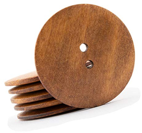Summer-Ray 30 Stück große braune Holzknöpfe – 60 mm Durchmesser – DIY Handwerk & Nähen – 2-Loch-Design für Taschen und Kleidung