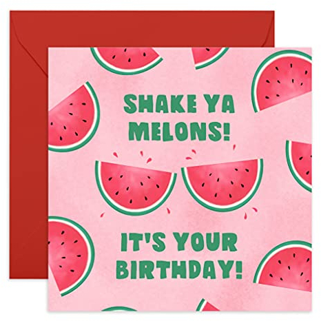 Central 23 - Lustige Geburtstagskarte - Shake Ya Melons - Pink Motiv - Freche Karte für Frauen - witziger Witz für Freunde - mit lustigen Aufklebern