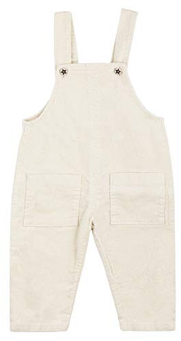 Camilife bebé Bambini Unisex Salopette in Velluto a Coste Pantaloni con Bretelle per 1-4 Anni Vintage Retro per Primavera Autunno - Bianco Beige Taglia 80