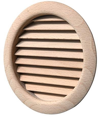 La Ventilazione LGRS125F Rejilla de ventilación redonda de madera de haya, para empotrar. Diámetro, ø 140 mm