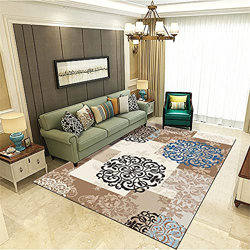 Xiaosua wohnzimmertisch rund Braun Wohnzimmer Teppichbraune Vintage Blumenmuster weicher Teppich dauerhaft flickenteppich waschbar 200x300cm Teppich Pastell 6ft 6.7''X9ft 10.1''