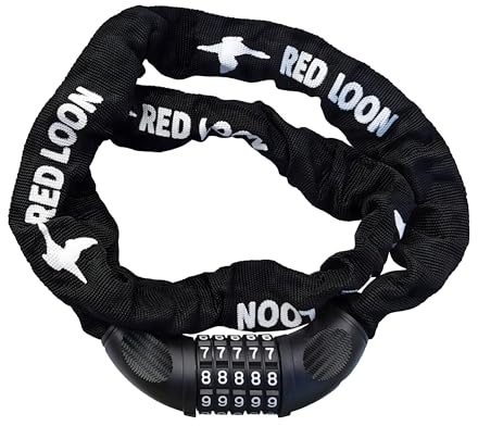 Fahrradschloss Kettenschloss schwarz 120cm Zahlenschloss Radschloss ummantelt Motorradschloss Rollerschloss Fahrrad Schloss Red Loon