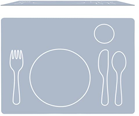 Montessori Toddler Silicone Placemat, Non-Slip, Easy-to-Clean, Dining Mat for Setting the Table, Montessori Practical Life, Eco-friendly, Grey - Kids House