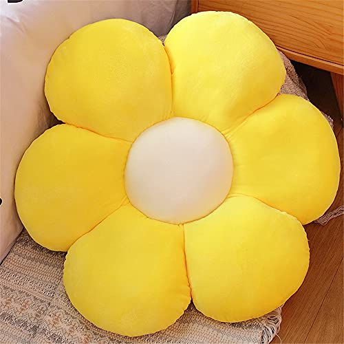 Morbuy Plüsch Kissen Blumenform Sitzkissen Stuhlkissen, Kopfkissen Sitzpolster Sofakissen Stuhl Kissen, Weiche Flauschige Verdickte Bodenkissen Kinderzimmer Dekor (50x50cm,Kristallsamt Gelb)
