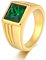 Beydodo Gothic Ring Edelstahl für Männer, Herren Ring Personalisiert Gold Quadrat Grün Zirkonia Breite 10MM Gr.54 (17.2)