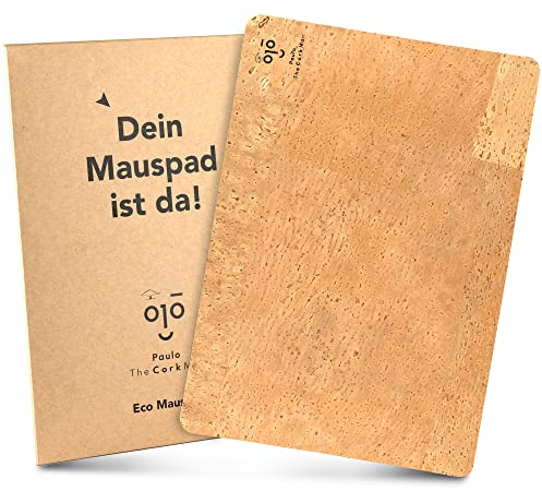 paulothecorkman Mauspad aus Kork 28x20cm / Rutschfestes, dünnes Mousepad für Homeoffice & Büro/nachhaltiges Naturprodukt/Wasserabweisendes, gelenkschonendes Maus Pad