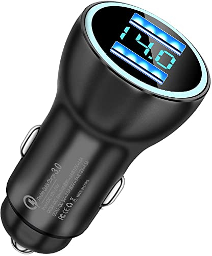 Lancizy Zigarettenanzünder USB, Ganz Metall 36W Kfz Ladegerät Duales QC3.0 USB Zigarettenanzünder Adapter mit LED Voltmeter Kompletter Schutz, für Verschiedene Mobilgeräte
