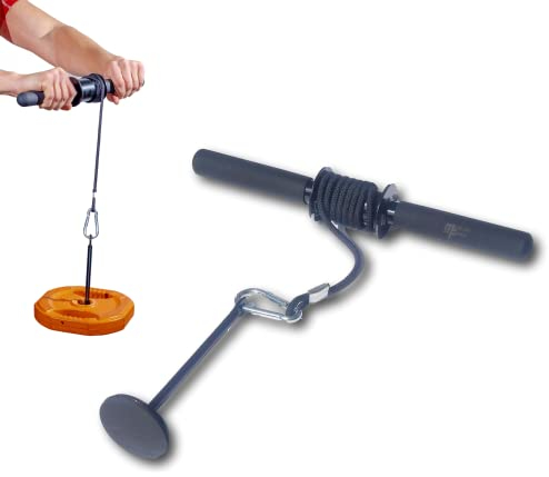 MuscleForge Unterarm Handgelenk Rollentrainer mit 120 cm Schnur & 13 cm Bolzen - Wrist Roller & Armtrainer für 60 kg - Handgelenktrainer Unterarmtrainer für Muskelaufbau, Krafttraining